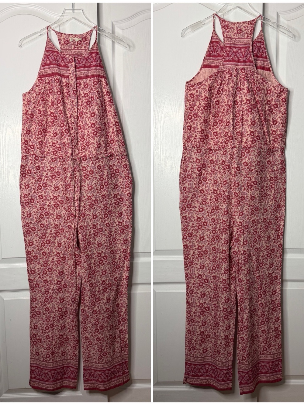 Faherty Adella Floral Jumpsuit Pink Organic Cotton Size Medium NWOT - Picture 5 of 14